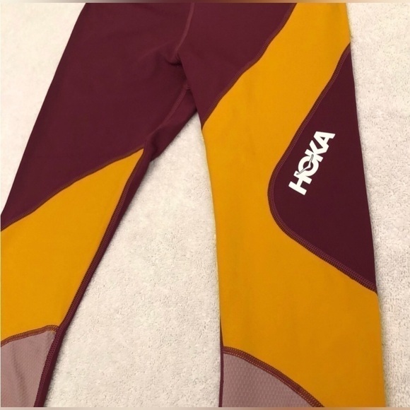 Hoka Hupana Performance Tights Workout Exercise Leggings Purple Yellow Small - Picture 13 of 16